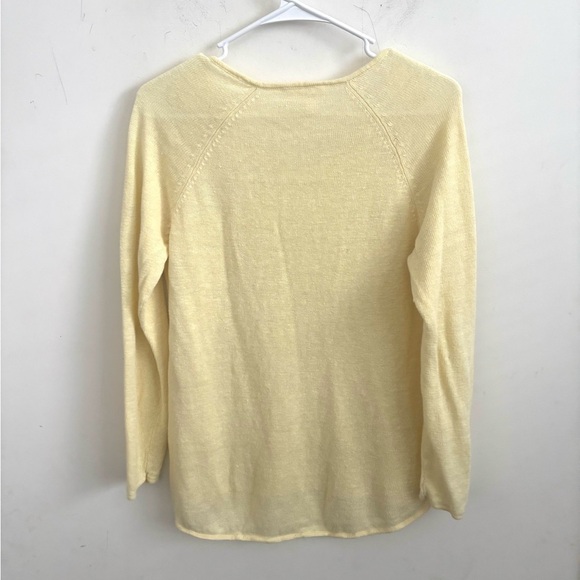 Eileen Fisher Sweater Womens Pastel Yellow Linen Lightweight V-Neck Minimalist S - Picture 2 of 5